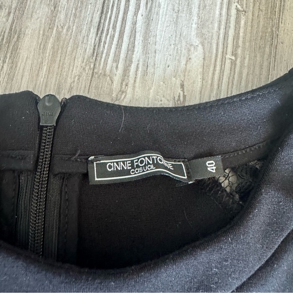 Anne Fontaine Black Shirt with Lace Floral Sleeves - Picture 2 of 4